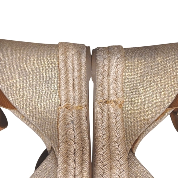 Tory Burch Espagrille Wedges Tan Open Toe Ankle Strap Sandals Size 9 B - Picture 11 of 13